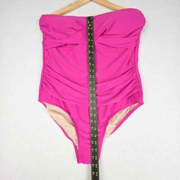 NWT Kona Sol Womens 1-piece Swimsuit Sz 17 Fushia Tummy Control Strapless Halter - Picture 12 of 13